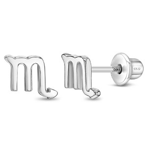 Girls' Polished Zodiac Screw Back Sterling Silver Earrings - In Season Jewelry - 1 of 4