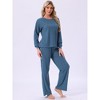 INSPIRE CHIC Womens Ribbed Knit Fuzzy Pajamas Long Sleeve Top and Pants Outfits Lounge Sets - 3 of 4
