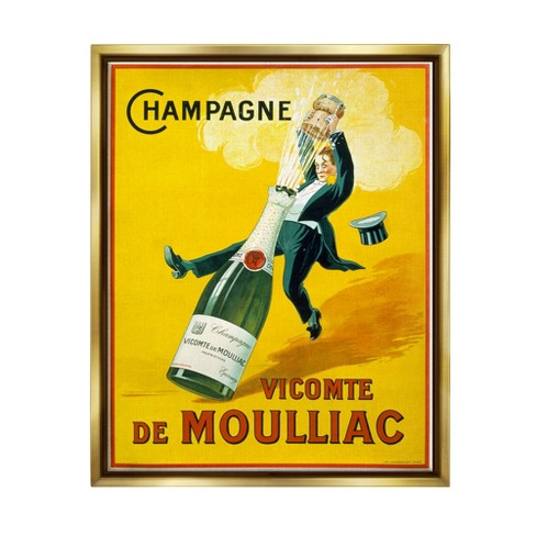 Stupell Industries Vintage Illustration Champagne Vicomte De Moulliac Pop  Bottle Gold Floater Framed Canvas Wall Art, 16 X 20 : Target