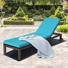 Tangkula Patio Rattan Lounge Chair Outdoor Cushioned Chaise Height Adjustable Turquoise - 4 of 4