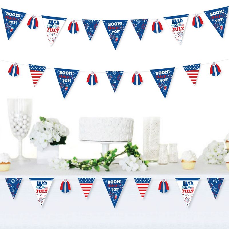 Big Dot of Happiness Firecracker 4th of July - DIY Red, White and Royal Blue Party Pennant Garland Decoration - Triangle Banner - 30 Pieces, 3 of 10