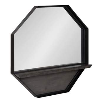Kate and Laurel Owing Octagon Wall Shelf Mirror, 24x24, Gray