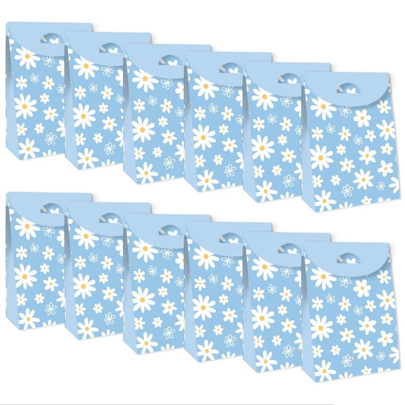 Big Dot of Happiness Blue Daisy Flowers - Floral Gift Favor Bags - Party Goodie Boxes - Set of 12, 5 of 9