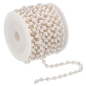 Unique Bargains Faux Pearl Beading Chain with Spool for DIY Necklace Bracelet - 1 of 4