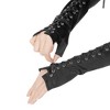 INSPIRE CHIC Women's Satin Lace Up Fingerless Elbow Length Punk Gloves 1 Pair - 4 of 4