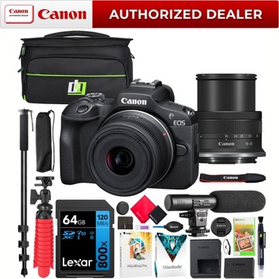 Canon EOS R100 Mirrorless Camera w/ RF-S 18-45mm F4.5-6.3 IS STM Lens Kit Pro Bundle