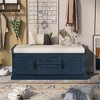 OUTSUPPLY Entryway Storage Bench with 2 Drawers and 2 Cabinets, Removable Velvet Cushion for Hallway, Living Room, Mudroom - 3 of 4