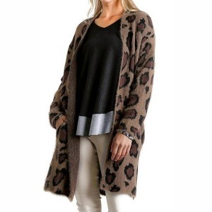 Women's Fuzzy Leopard Cardigan - umgee - 1 of 3
