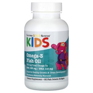 California Gold Nutrition Kid’s Omega-3 Fish Oil, Natural Strawberry, 60 Fish Gelatin Softgels - 1 of 4