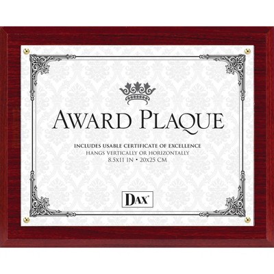 Dax Award Plaque Wall Holds 8-1/2"x11" 13"x10-1/5" Mahogany N1581MT
