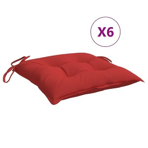 vidaXL Red Chair Cushions 6-Pack – Oxford Fabric Indoor/Outdoor Chair Pads 15.7"x15.7"x2.8" with Non-Slip Ties and Water-Resistant Finish - 1 of 4