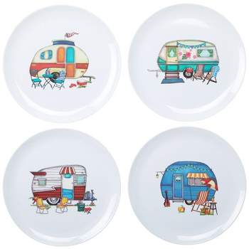 The Lakeside Collection Set of 4 Melamine Camper Dinner Plates