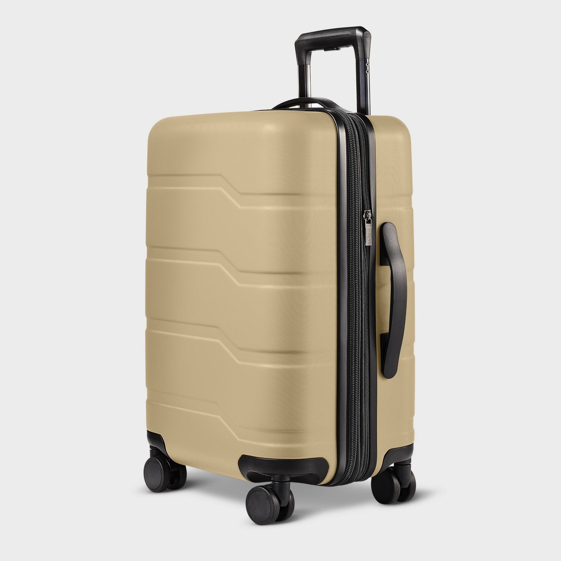Hardside Carry On Spinner Suitcase Beige - Open Story™️: Water-Resistant Luggage