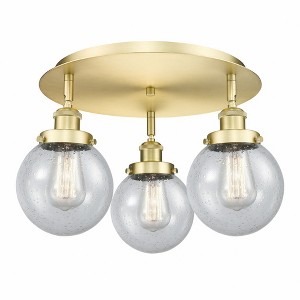 Beacon - 3 Light Flush Mount In Art Deco Style-9.63 Inches Tall and 17.75 Inches Wide - 1 of 1