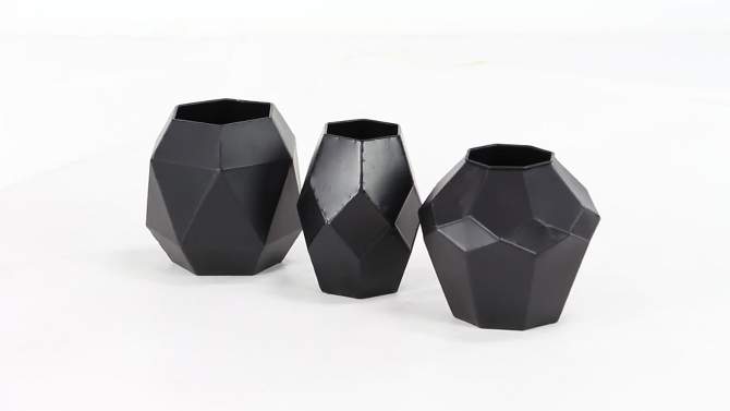 Set of 3 Metal Vase Black - The Novogratz, 2 of 6, play video