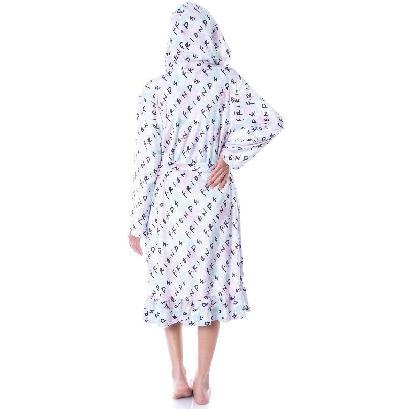 Friends TV Show Logo Womens' Luxury Fleece Plush Robe Hooded Bathrobe, 4 of 6