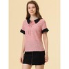 Allegra K Women's Contrast Doll Collar Polka Dots Short Sleeves Blouse - 3 of 4