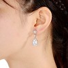 Guili Sterling Silver Pear Drop Cubic Zirconia Earrings with Circle Post or White Gold Plating for a Chic, Sophisticated, and Graceful Radiance - 2 of 4