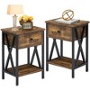 VECELO Nightstands X-Design Side End Table with Drawer, Wooden Nightstands Storage Shelf for Living Room, Bedroom - 3 of 4