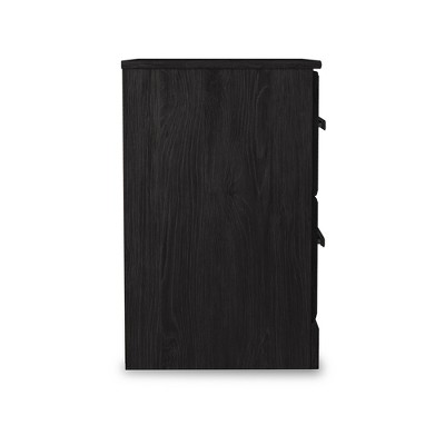 Black Transitional 2-Drawer Nightstand with Pewter Handles