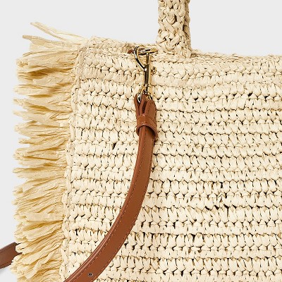 Universal Thread Straw Fringe Small Detachable Strap Crossbody Tote Handbag - Universal Thread™ Natural — фото 5
