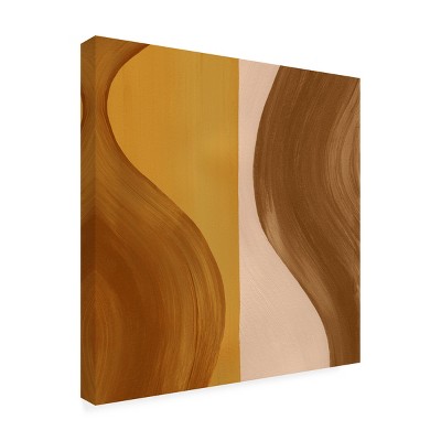 14x14 Brown and Beige Abstract Canvas Art with Wood Frame