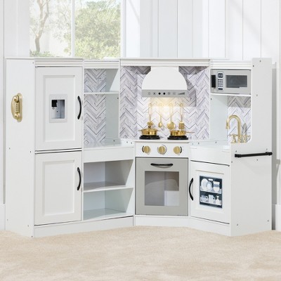 Best Choice Products Pretend Play Corner Kitchen, Ultimate Wooden Toy Set for Kids w/ 6 Accessories