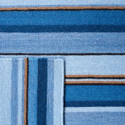 Handmade Red and Orange Striped Wool 8' x 10' Area Rug