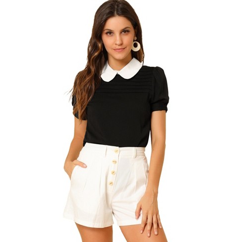 Black peter pan store collar top