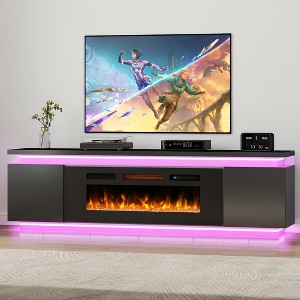 Skyzoo Electric Fireplace TV Stand for TVs up to 80" with LED Lights & 4 AC Power Outlets, TV console for Living Room - 1 of 4