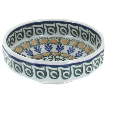 Blue Rose Polish Pottery Herb Garden Small Angular Bowl