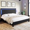 AMERLIFE Bed Frame with 47" Wood Headboard and LED Lights - 2 of 4