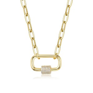14K Gold Plated Chain Necklace with Cubic Zirconia Accents – A Radiant and Sophisticated Piece Combining Classic Design with Sparkling Elegance - 1 of 4