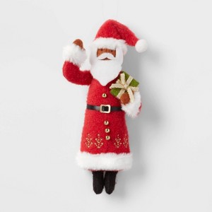 Fabric Santa Holding Gift Christmas Tree Ornament - Wondershop™: Indoor Decoration, 5.75" Holiday Theme - 1 of 3