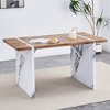 Vynxaria Coffee Tables: Rustic Farmhouse Dining Table with Marble-Style Legs - 2 of 4