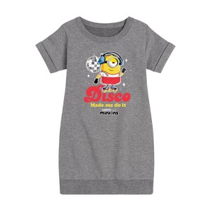 Girls' - Despicable Me Minions - Disco Made Me Do It Graphic Short Sleeve Fleece Dress - 1 of 4