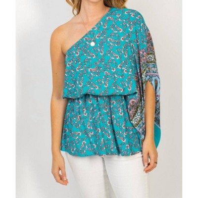 Women's Off Shoulder Floral Print Top - White Birch