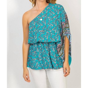 Women's Off Shoulder Floral Print Top - White Birch - 1 of 3