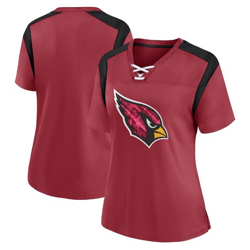 Nfl Arizona Cardinals Women s Short Sleeve Lace up V neck Fashion Jersey L Target