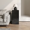 Vynxaria Square Column End Table, 33.75"H MGO Side Table w/Distressed Finish, Indoor Outdoor Use, Black - 4 of 4