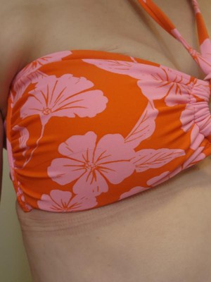 Women's Ring Front Halter Bandeau Bikini Top - Wild Fable™ Orange/pink  Tropical Print : Target