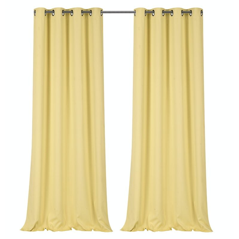 Kate Aurora 100% Hotel Thermal Blackout Yellow Grommet Top Curtain Panels, 1 of 2