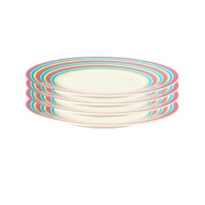 Spode Kit Kemp Salad Plate (Set of 4) | 9.3” Calypso Stripe Platter | Made from Porcelain | Dishwasher and Microwave Safe - 1 of 4