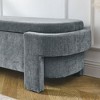 CAVINAS Linen Tufted Upholstered Storage Ottoman Bench, Oval Ottoman with Storage, Storage Entry Bench for Living Room, Entryway and Bedroom - 2 of 4