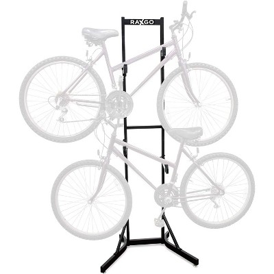 Black Steel Freestanding Adjustable 2-Bike Storage Rack