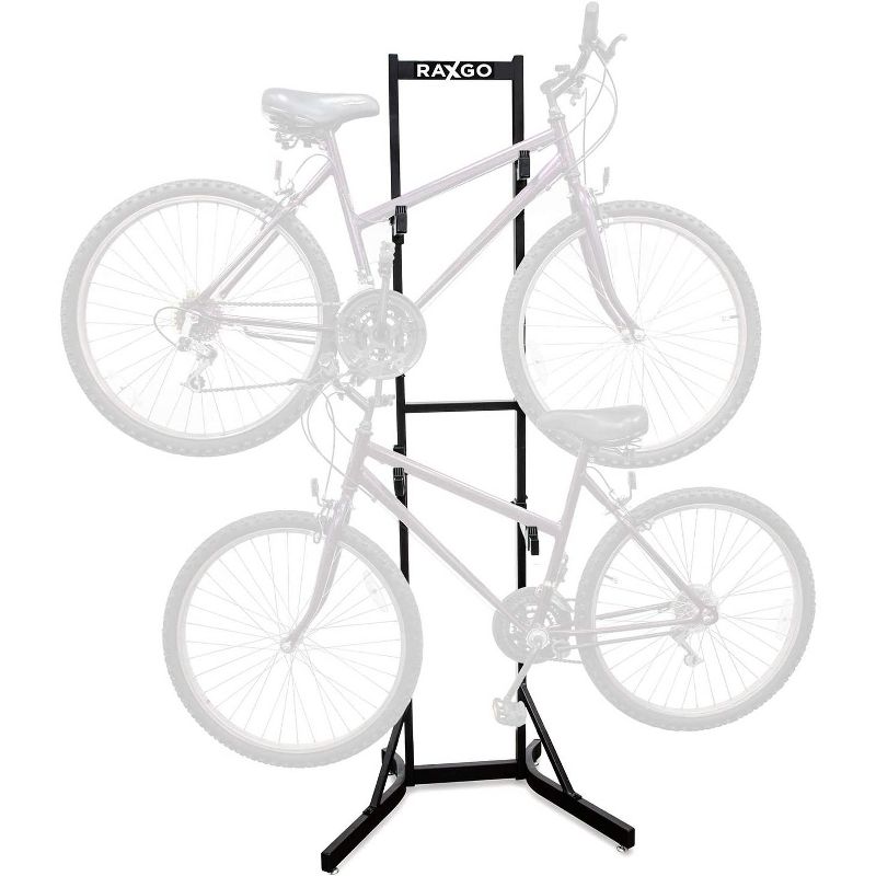 RaxGo Freestanding 2 Bike Rack, Bicycle Garage Storage Vertical Stand, 4 of 11