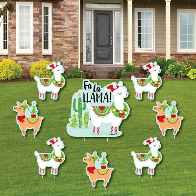 Big Dot of Happiness FA La Llama - Yard Sign and Outdoor Lawn Decorations - Christmas and Holiday Party Yard Signs - Set of 8