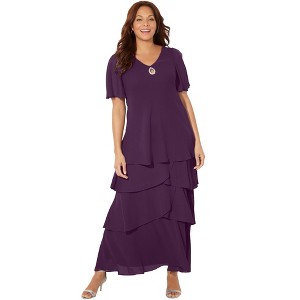 Catherines Tiered Chiffon Maxi Dress - 1 of 4