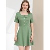Allegra K Women's Square Neck Tie Waist A-Line Button Down Shirt Dress - 4 of 4
