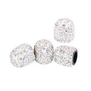 Unique Bargains Valve Stem Caps Handmade Faux Crystal Rhinestone Universal Auto Car Tire Valve Caps Chrome Dustproof Bling 4 Pcs - 1 of 4